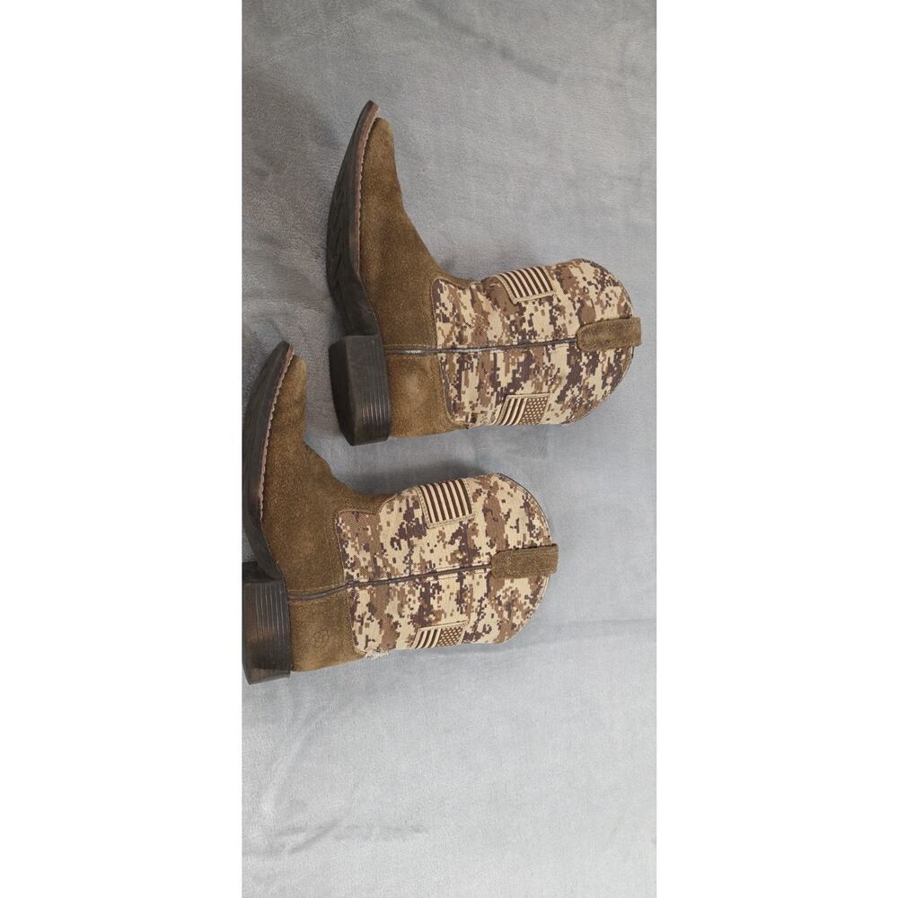 Ariat Patriot Flag Western Kids Cowboy Camo Brown Suede Boots Youth sz 12 *read - Picture 4 of 9